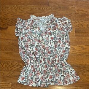 Floral Ruffle Sleeve Blouse XS